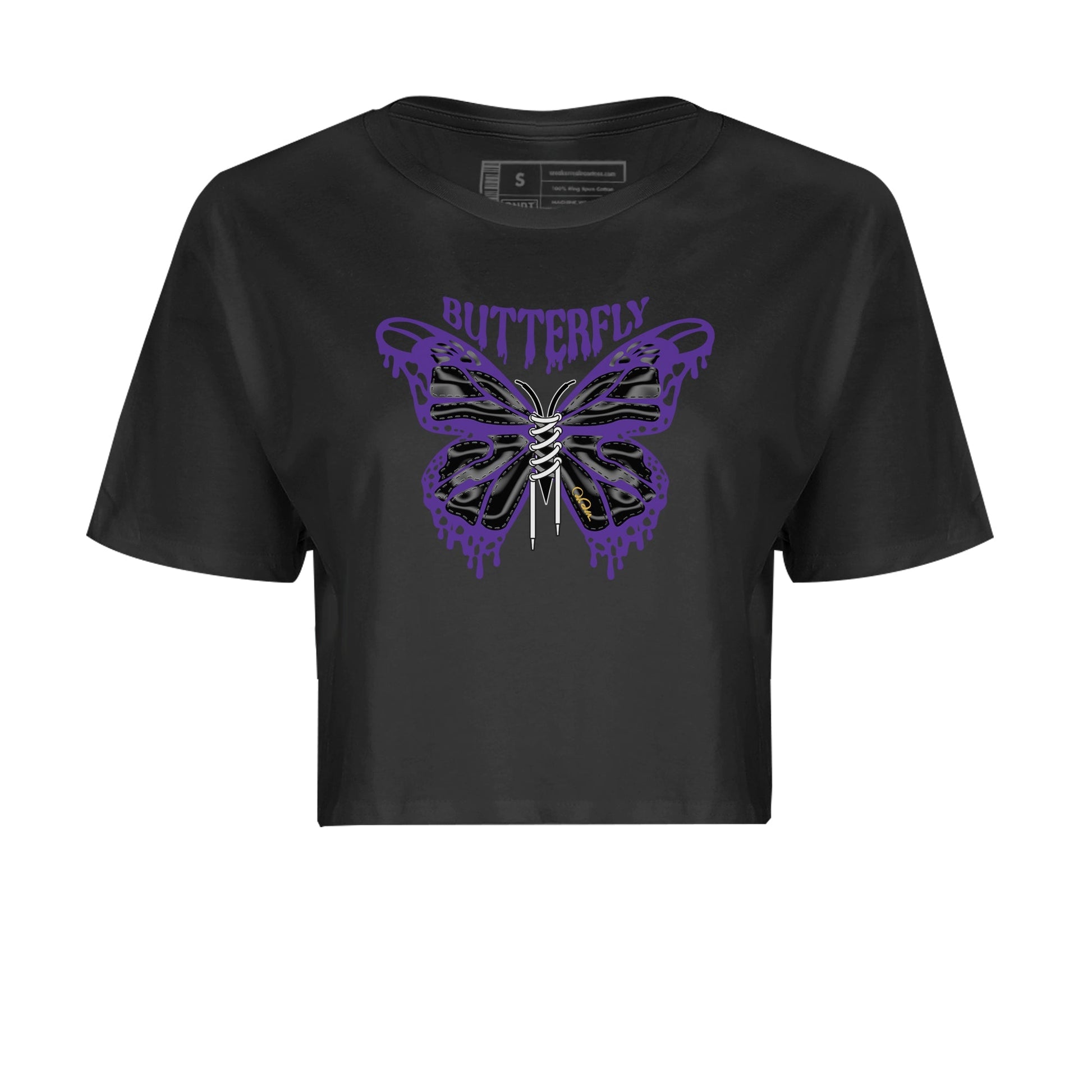 Air Jordan 12 Field Purple Sneaker Match Tees Butterfly Sneaker Tees AJ12 Field Purple Sneaker Release Tees Women's Shirts Black 2
