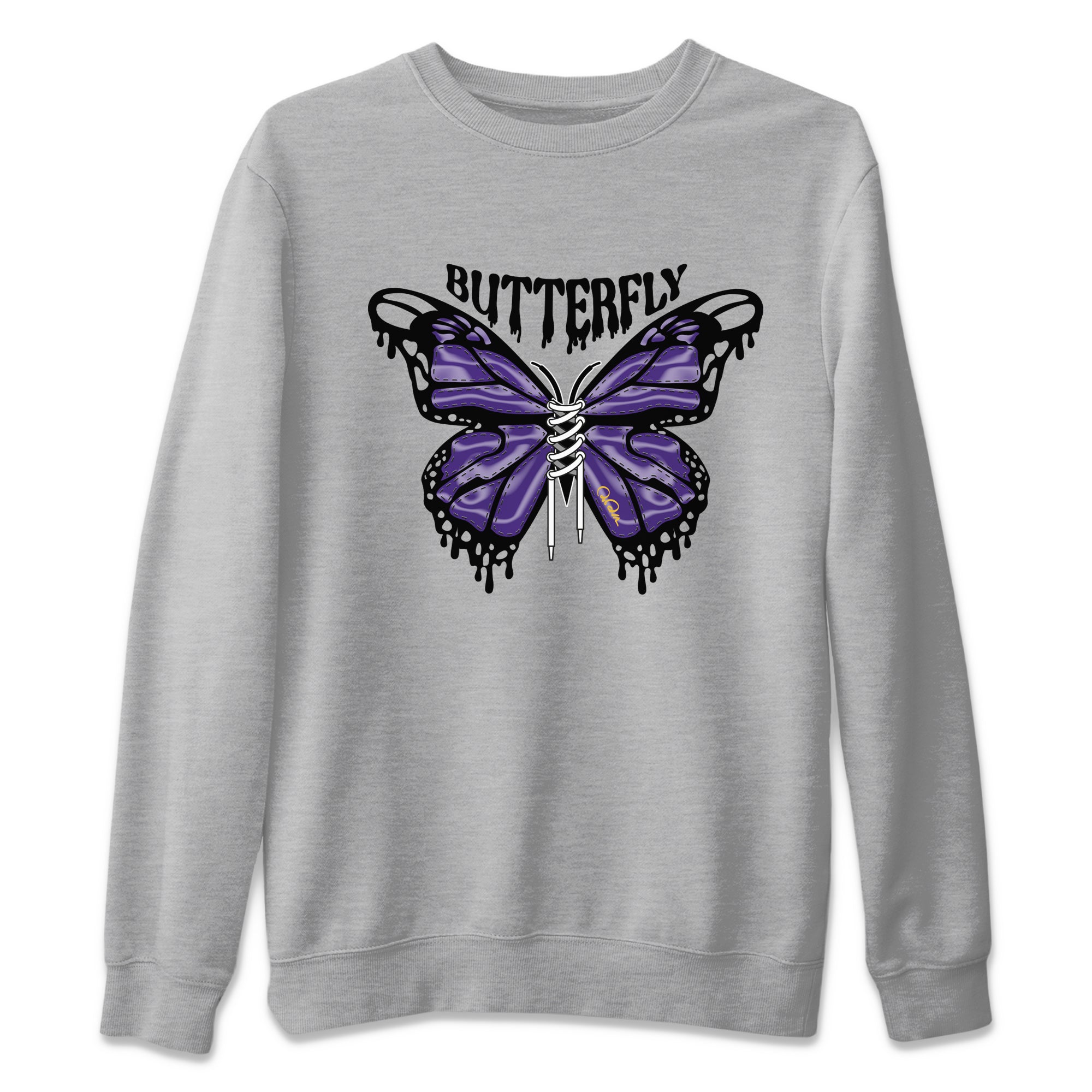 Air Jordan 12 Field Purple Sneaker Match Tees Butterfly Sneaker Tees AJ12 Field Purple Sneaker Release Tees Unisex Shirts Heather Grey 2