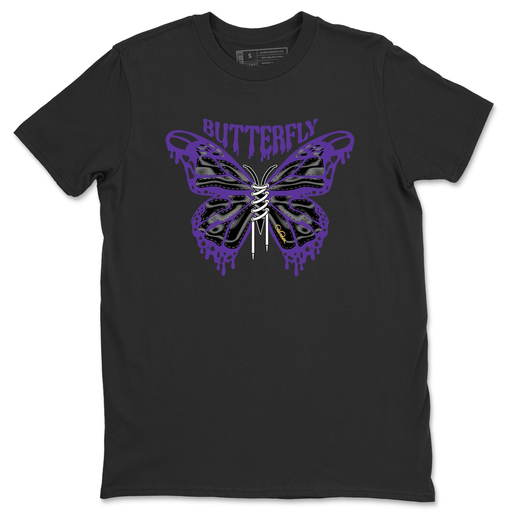 Air Jordan 12 Field Purple Sneaker Match Tees Butterfly Sneaker Tees AJ12 Field Purple Sneaker Release Tees Unisex Shirts Black 2