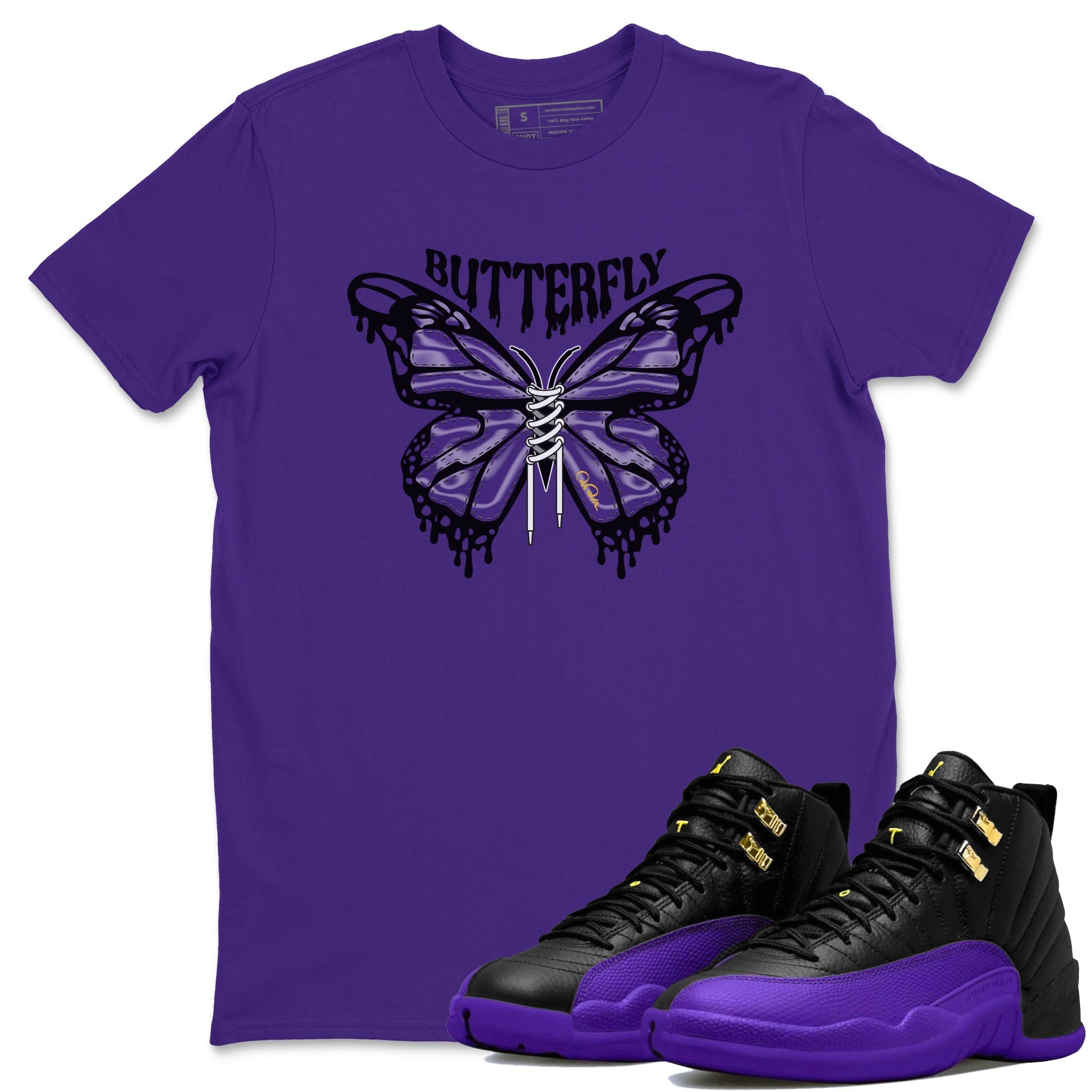 Air Jordan 12 Field Purple Sneaker Match Tees Butterfly Sneaker Tees AJ12 Field Purple Sneaker Release Tees Unisex Shirts Purple 1
