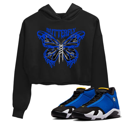 Air Jordan 14 Laney Drip Gear Zone Butterfly Sneaker Tees AJ14 Laney Sneaker Release Tees Women's Shirts Black 1
