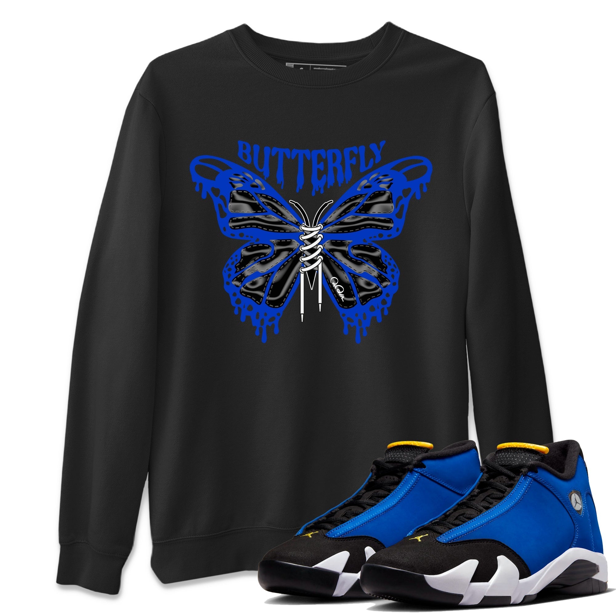 Air Jordan 14 Laney Drip Gear Zone Butterfly Sneaker Tees AJ14 Laney Sneaker Release Tees Unisex Shirts Black 1