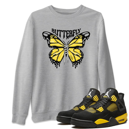 Air Jordan 4 Thunder Sneaker Match Tees Butterfly Sneaker Tees AJ4 Thunder Sneaker Release Tees Unisex Shirts Heather Grey 1
