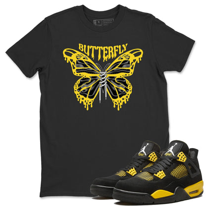 Air Jordan 4 Thunder Sneaker Match Tees Butterfly Sneaker Tees AJ4 Thunder Sneaker Release Tees Unisex Shirts Black 1