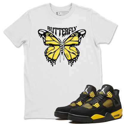 Air Jordan 4 Thunder Sneaker Match Tees Butterfly Sneaker Tees AJ4 Thunder Sneaker Release Tees Unisex Shirts White 1