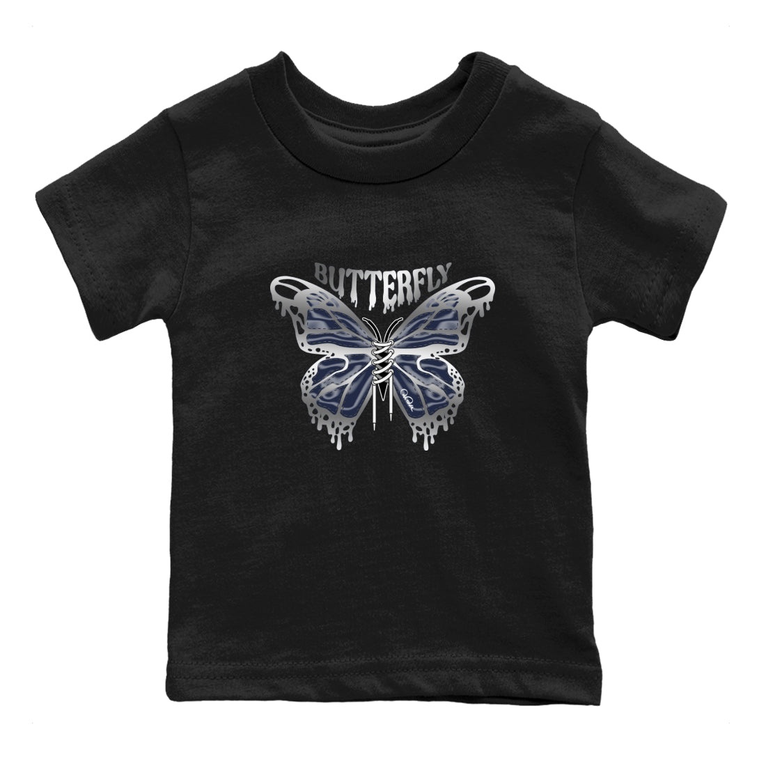Air Jordan 5 Georgetown Sneaker Match Tees Butterfly Streetwear Sneaker Shirt AJ5 Georgetown Sneaker Release Tees Kids Shirts Black 2