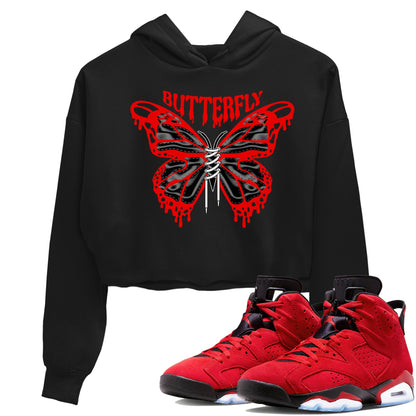Air Jordan 6 Toro Bravo Sneaker Match Tees Butterfly Sneaker Tees AJ6 Toro Bravo Sneaker Release Tees Women's Shirts Black 1