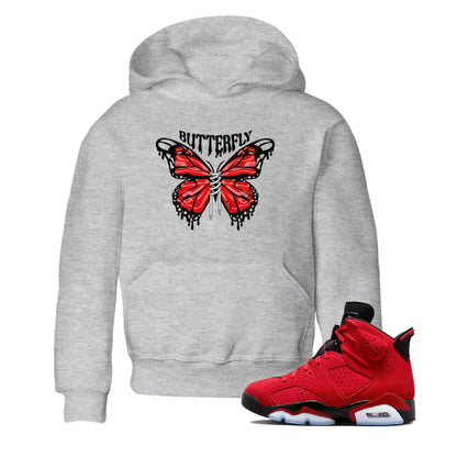Air Jordan 6 Toro Bravo Sneaker Match Tees Butterfly Sneaker Tees AJ6 Toro Bravo Sneaker Release Tees Kids Shirts Heather Grey 1