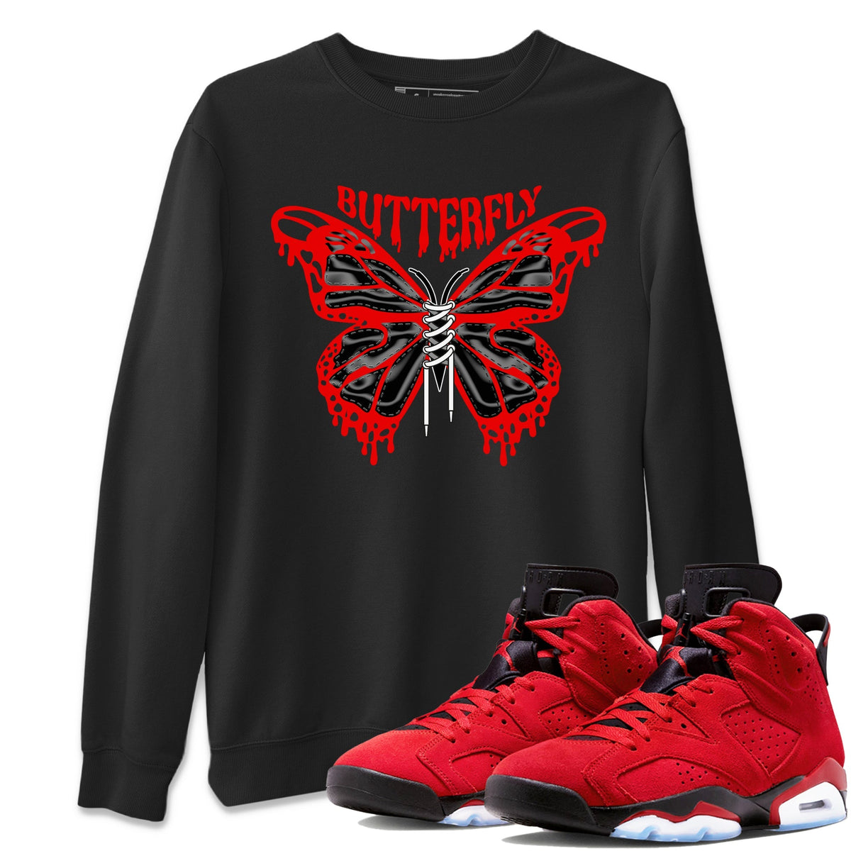 Air Jordan 6 Toro Bravo Sneaker Match Tees Butterfly Sneaker Tees AJ6 Toro Bravo Sneaker Release Tees Unisex Shirts Black 1