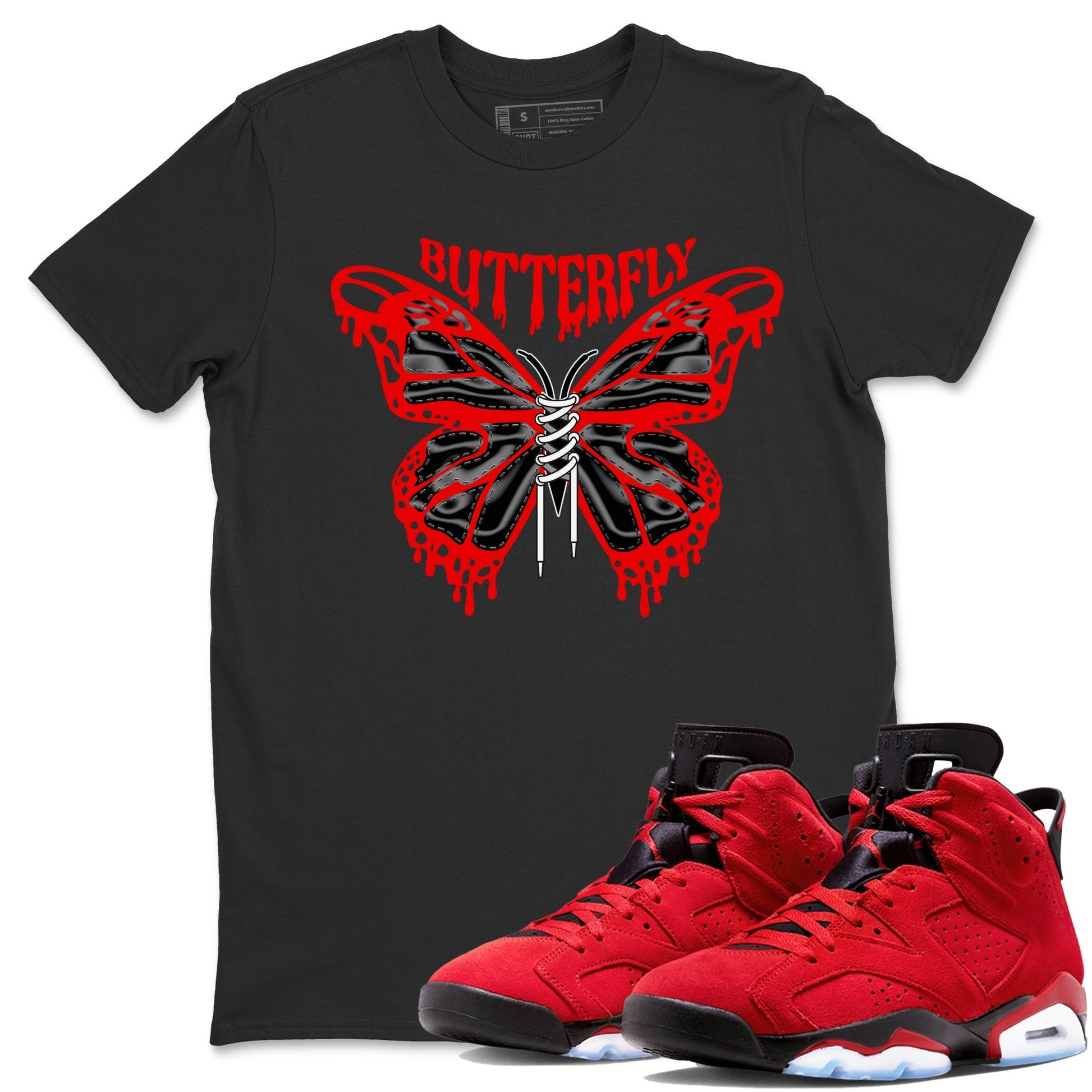 Air Jordan 6 Toro Bravo Sneaker Match Tees Butterfly Sneaker Tees AJ6 Toro Bravo Sneaker Release Tees Unisex Shirts Black 1