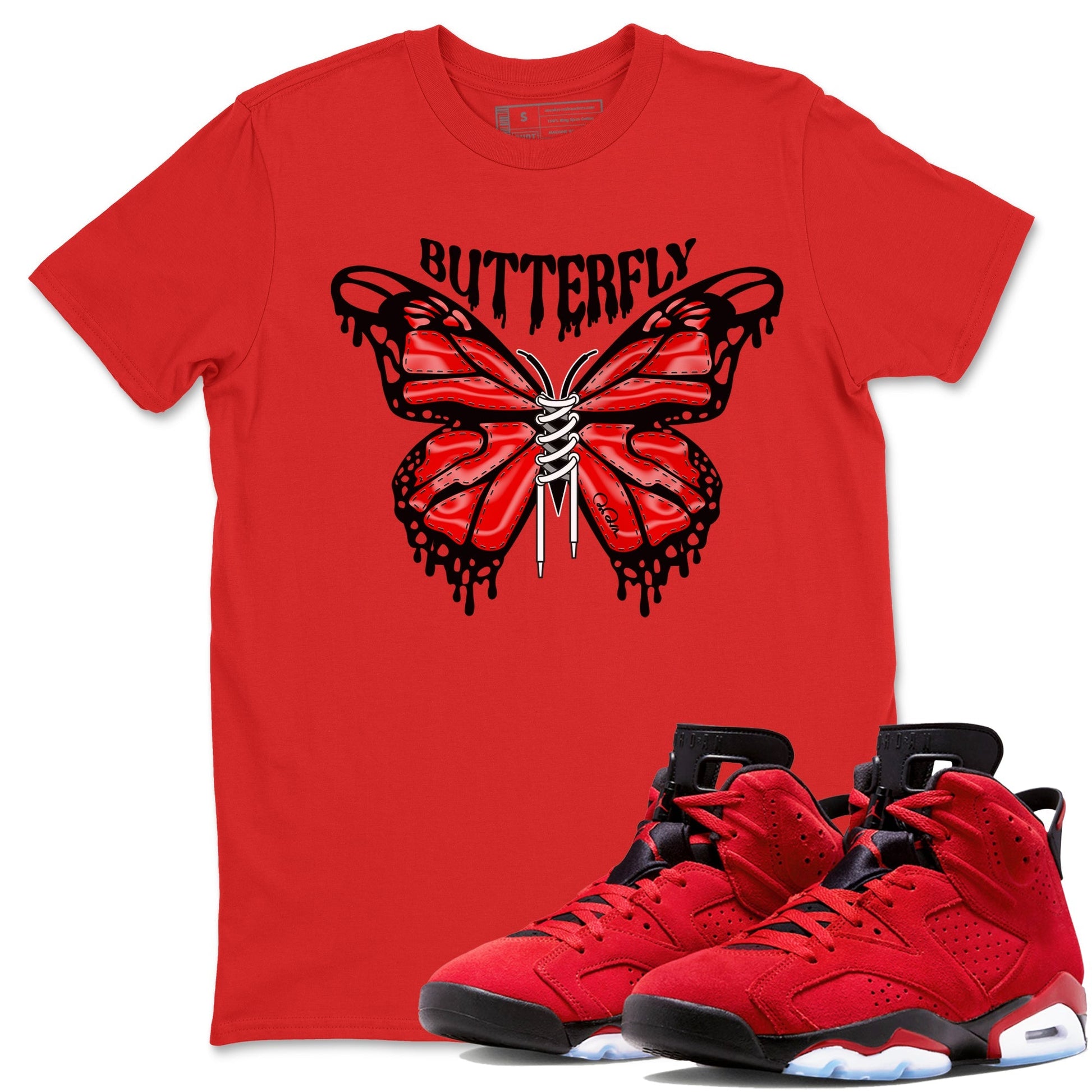 Air Jordan 6 Toro Bravo Sneaker Match Tees Butterfly Sneaker Tees AJ6 Toro Bravo Sneaker Release Tees Unisex Shirts Red 1