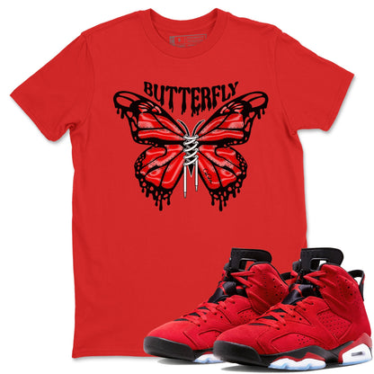 Air Jordan 6 Toro Bravo Sneaker Match Tees Butterfly Sneaker Tees AJ6 Toro Bravo Sneaker Release Tees Unisex Shirts Red 1