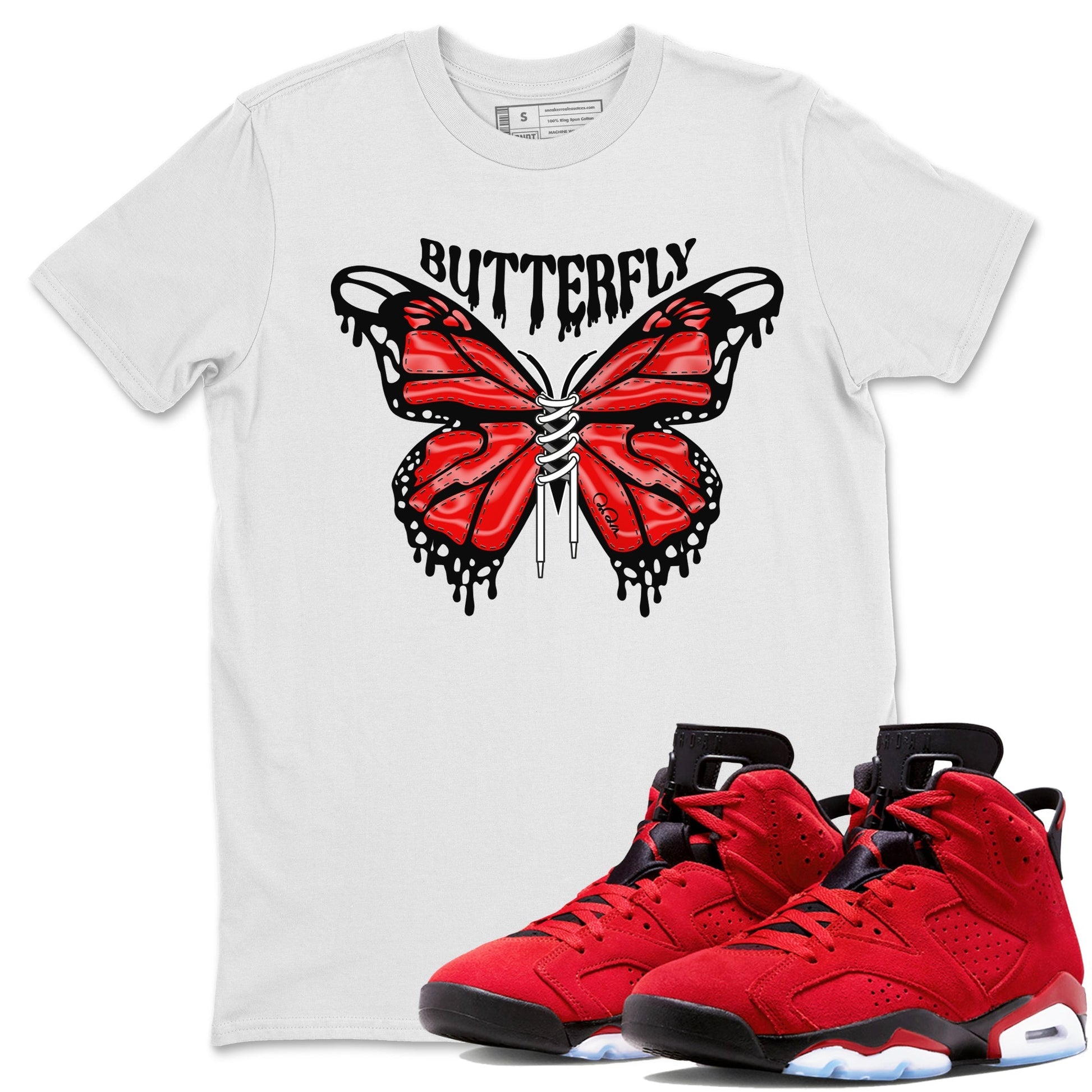 Air Jordan 6 Toro Bravo Sneaker Match Tees Butterfly Sneaker Tees AJ6 Toro Bravo Sneaker Release Tees Unisex Shirts White 1