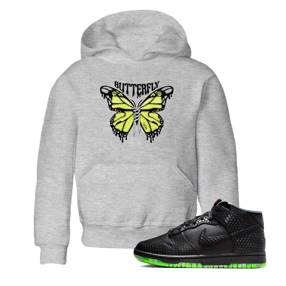 Dunk Halloween shirt to match jordans Butterfly sneaker tees halloween horror nights Nike Dunk Halloween Drip Gear Zone Baby Toddler Heather Grey 1 T-Shirt
