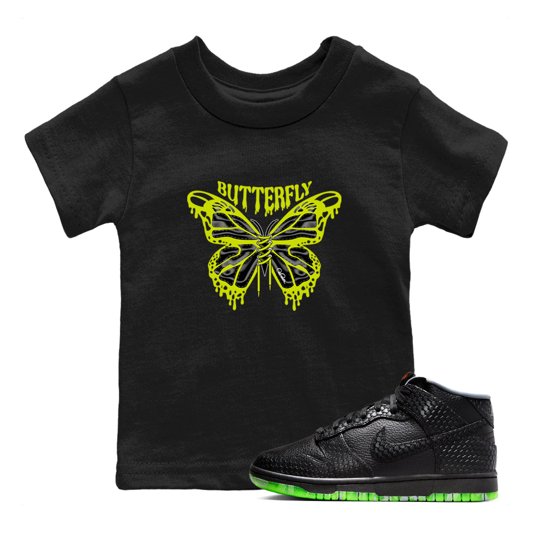 Dunk Halloween shirt to match jordans Butterfly sneaker tees halloween horror nights Nike Dunk Halloween Drip Gear Zone Baby Toddler Black 1 T-Shirt