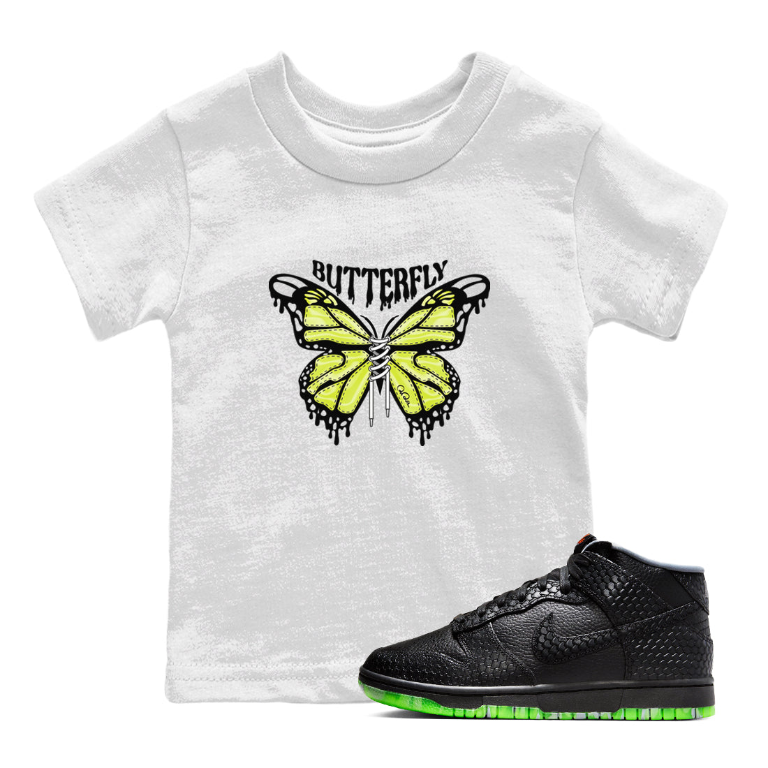 Dunk Halloween shirt to match jordans Butterfly sneaker tees halloween horror nights Nike Dunk Halloween Drip Gear Zone Baby Toddler White 1 T-Shirt
