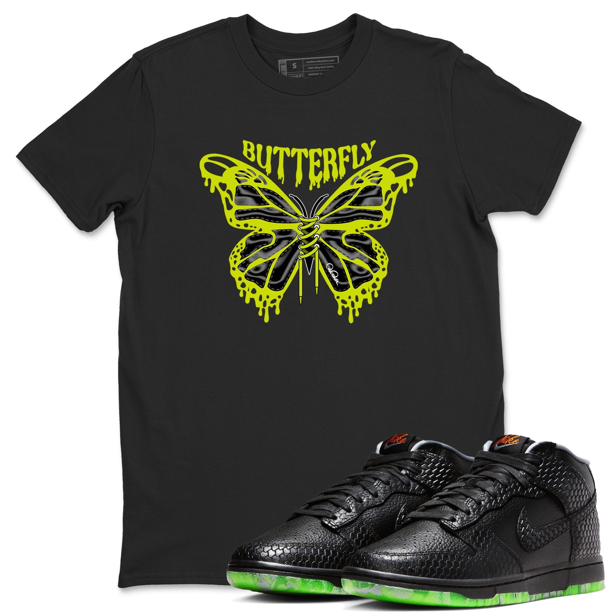Dunk Halloween shirt to match jordans Butterfly sneaker tees halloween horror nights Nike Dunk Halloween Drip Gear Zone Unisex Crew Neck Tee Black 1 T-Shirt