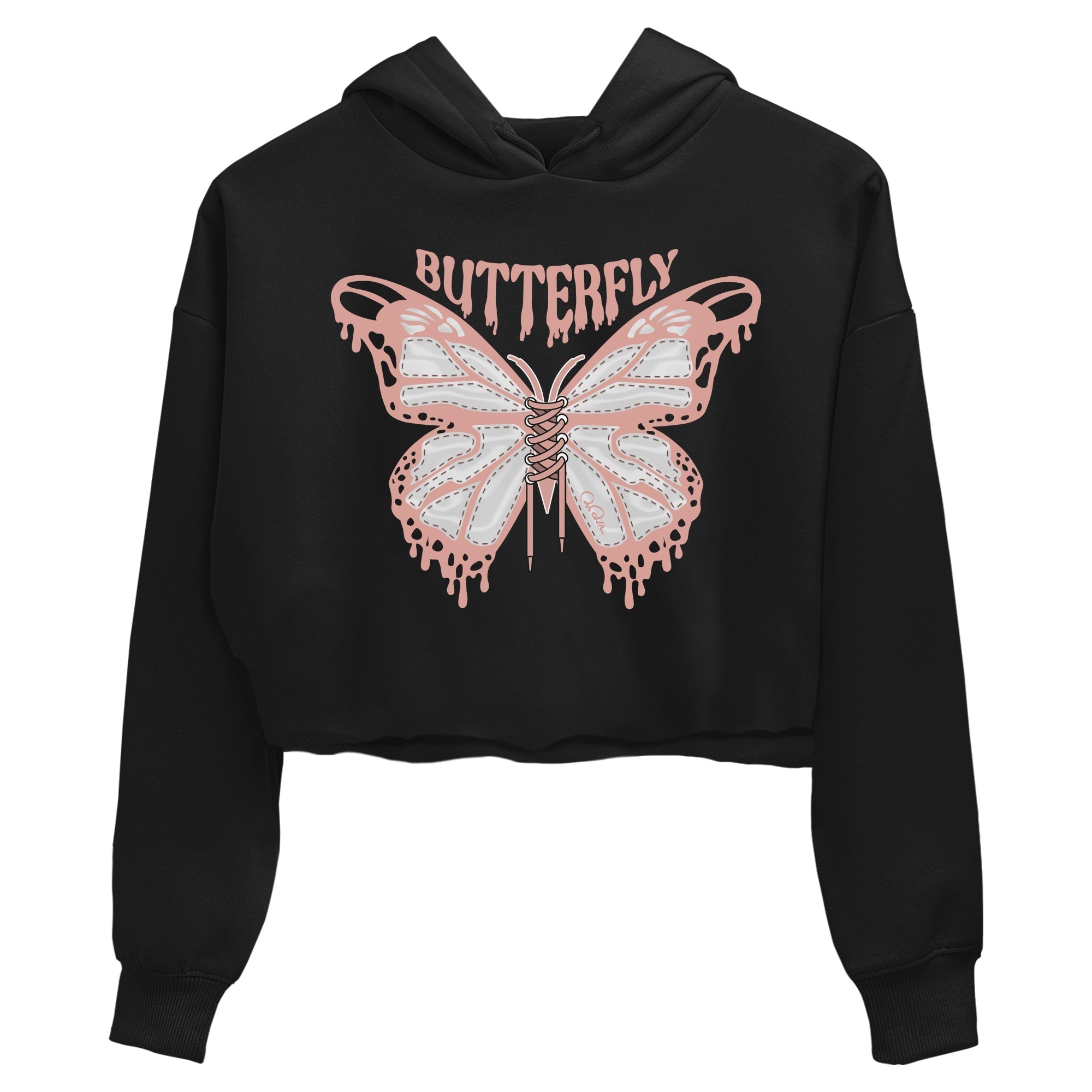 Dunk Rose Whisper shirt to match jordans Butterfly Streetwear Sneaker Shirt Nike Dunk LowRose Whisper Drip Gear Zone Sneaker Matching Clothing Black 2 Crop T-Shirt