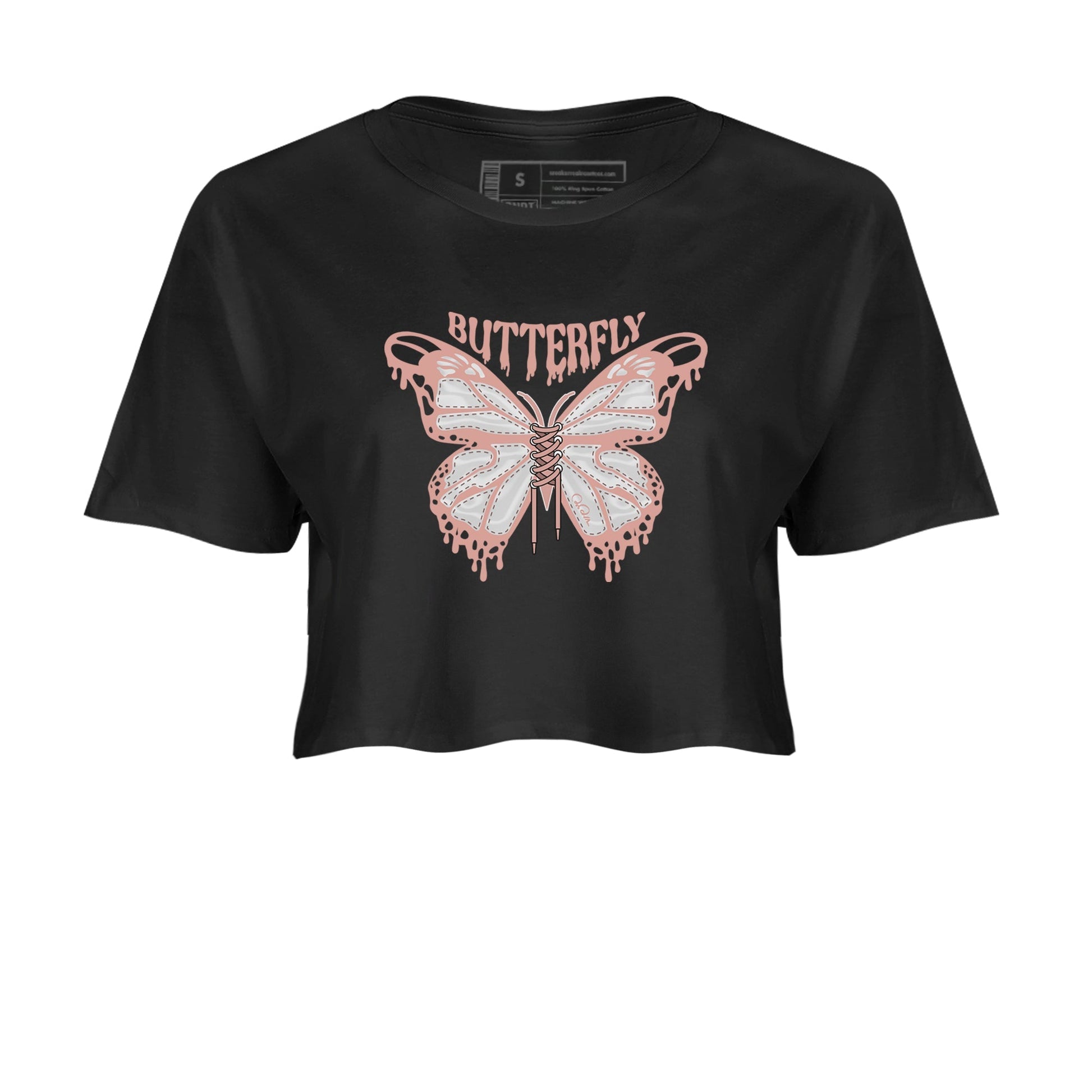 Dunk Rose Whisper shirt to match jordans Butterfly Streetwear Sneaker Shirt Nike Dunk LowRose Whisper Drip Gear Zone Sneaker Matching Clothing Black 2 Crop T-Shirt