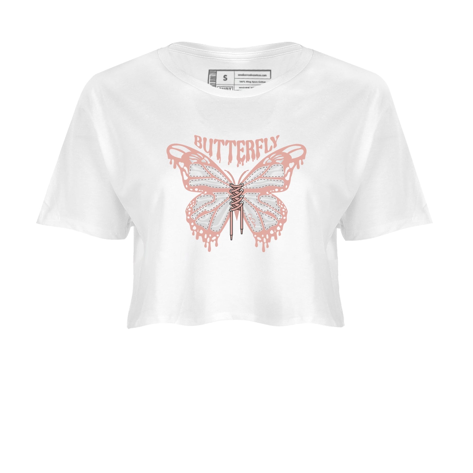 Dunk Rose Whisper shirt to match jordans Butterfly Streetwear Sneaker Shirt Nike Dunk LowRose Whisper Drip Gear Zone Sneaker Matching Clothing White 2 Crop T-Shirt