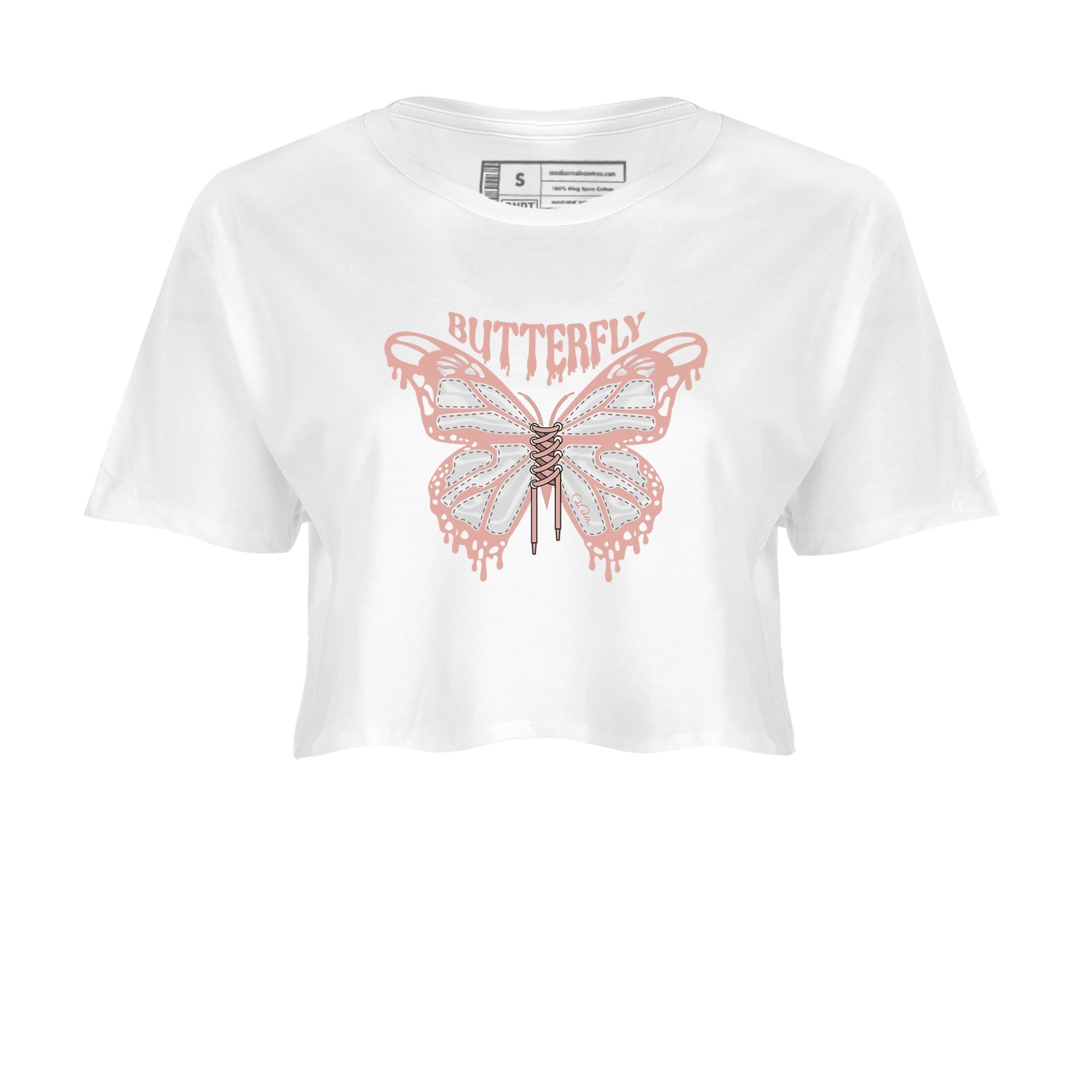 Dunk Rose Whisper shirt to match jordans Butterfly Streetwear Sneaker Shirt Nike Dunk LowRose Whisper Drip Gear Zone Sneaker Matching Clothing White 2 Crop T-Shirt
