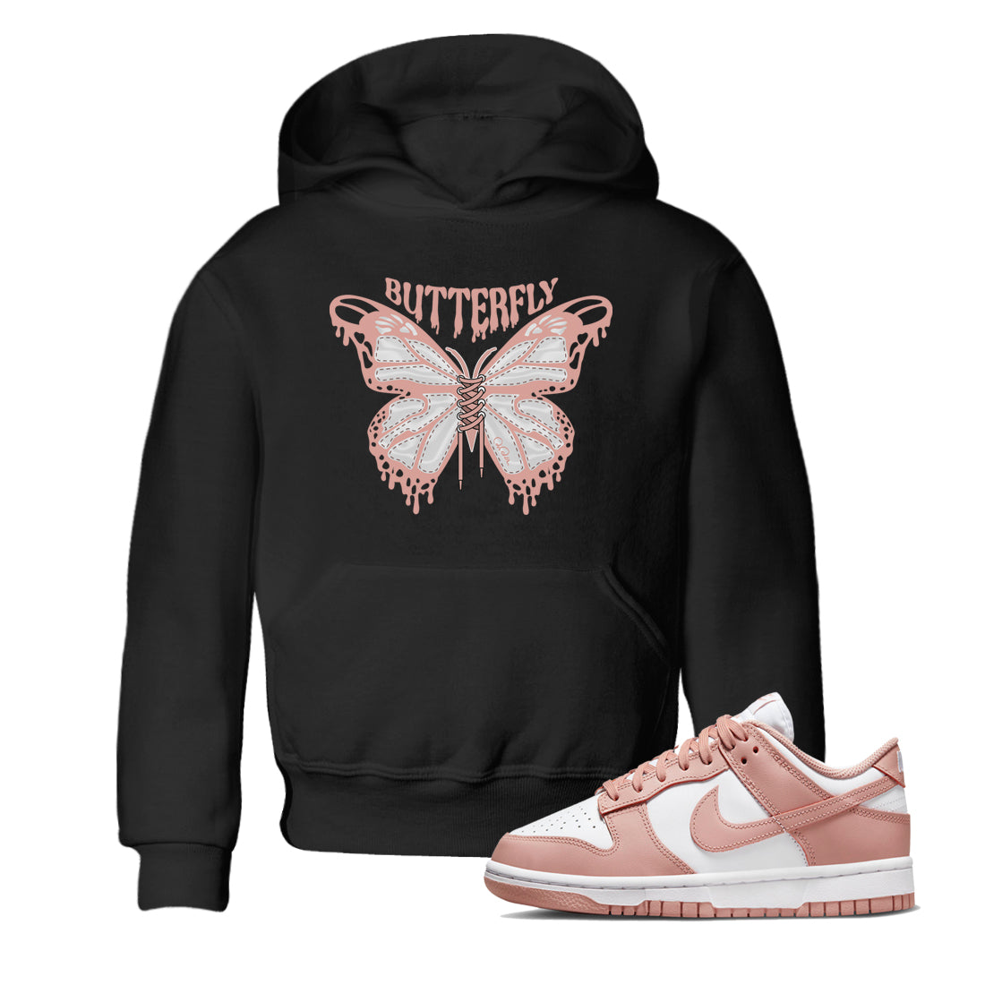 Dunk Rose Whisper shirt to match jordans Butterfly Streetwear Sneaker Shirt Nike Dunk LowRose Whisper Drip Gear Zone Sneaker Matching Clothing Baby Toddler Black 1 T-Shirt