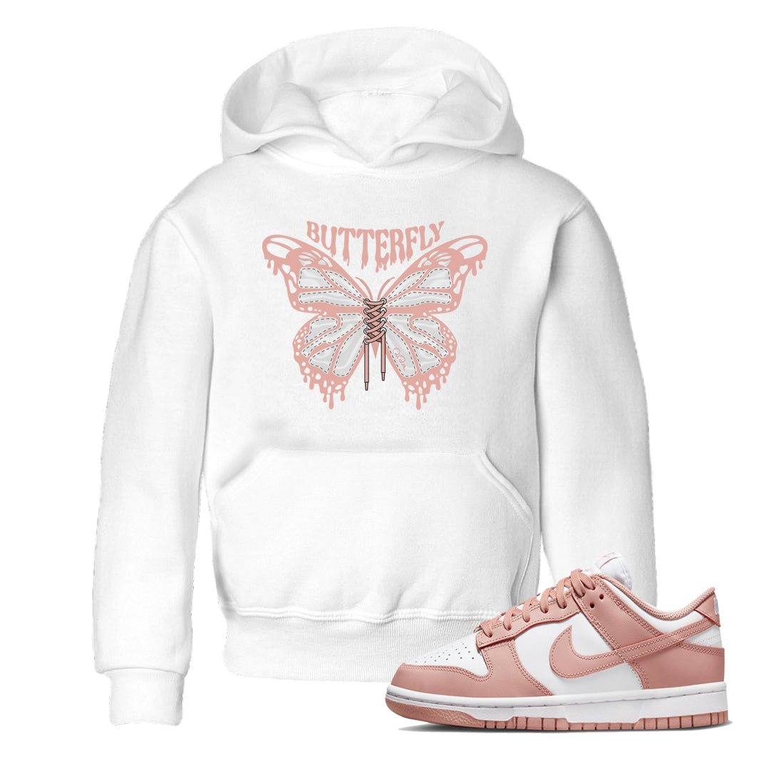 Dunk Rose Whisper shirt to match jordans Butterfly Streetwear Sneaker Shirt Nike Dunk LowRose Whisper Drip Gear Zone Sneaker Matching Clothing Baby Toddler White 1 T-Shirt