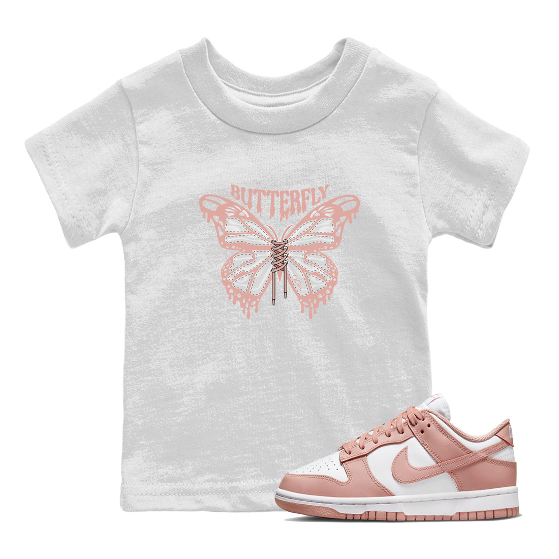 Dunk Rose Whisper shirt to match jordans Butterfly Streetwear Sneaker Shirt Nike Dunk LowRose Whisper Drip Gear Zone Sneaker Matching Clothing Baby Toddler White 1 T-Shirt