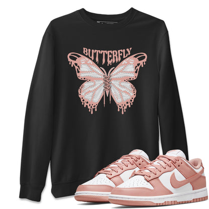 Dunk Rose Whisper shirt to match jordans Butterfly Streetwear Sneaker Shirt Nike Dunk LowRose Whisper Drip Gear Zone Sneaker Matching Clothing Unisex Black 1 T-Shirt