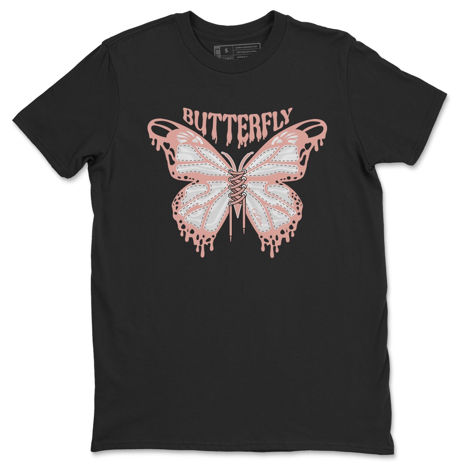 Dunk Rose Whisper shirt to match jordans Butterfly Streetwear Sneaker Shirt Nike Dunk LowRose Whisper Drip Gear Zone Sneaker Matching Clothing Unisex Black 2 T-Shirt