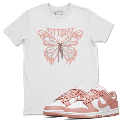 Dunk Rose Whisper shirt to match jordans Butterfly Streetwear Sneaker Shirt Nike Dunk LowRose Whisper Drip Gear Zone Sneaker Matching Clothing Unisex White 1 T-Shirt