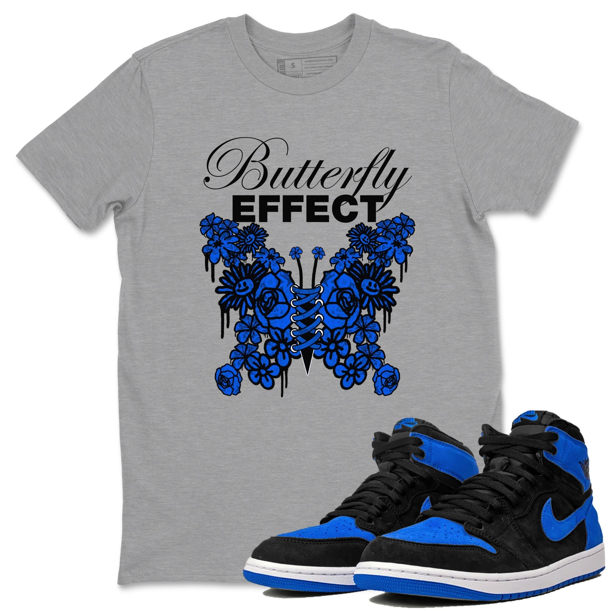Air Jordan 1 Royal Reimagined shirt to match jordans Butterfly Effect sneaker tees AJ1 Royal Reimagined Drip Gear Zone Unisex Sneaker Tees and Sneaker Match T-Shirt Heather Grey 1 T-Shirt