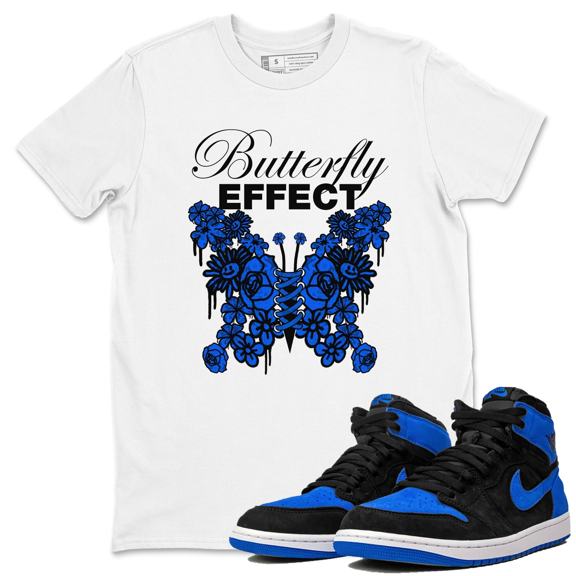 Air Jordan 1 Royal Reimagined shirt to match jordans Butterfly Effect sneaker tees AJ1 Royal Reimagined Drip Gear Zone Unisex Sneaker Tees and Sneaker Match T-Shirt White 1 T-Shirt