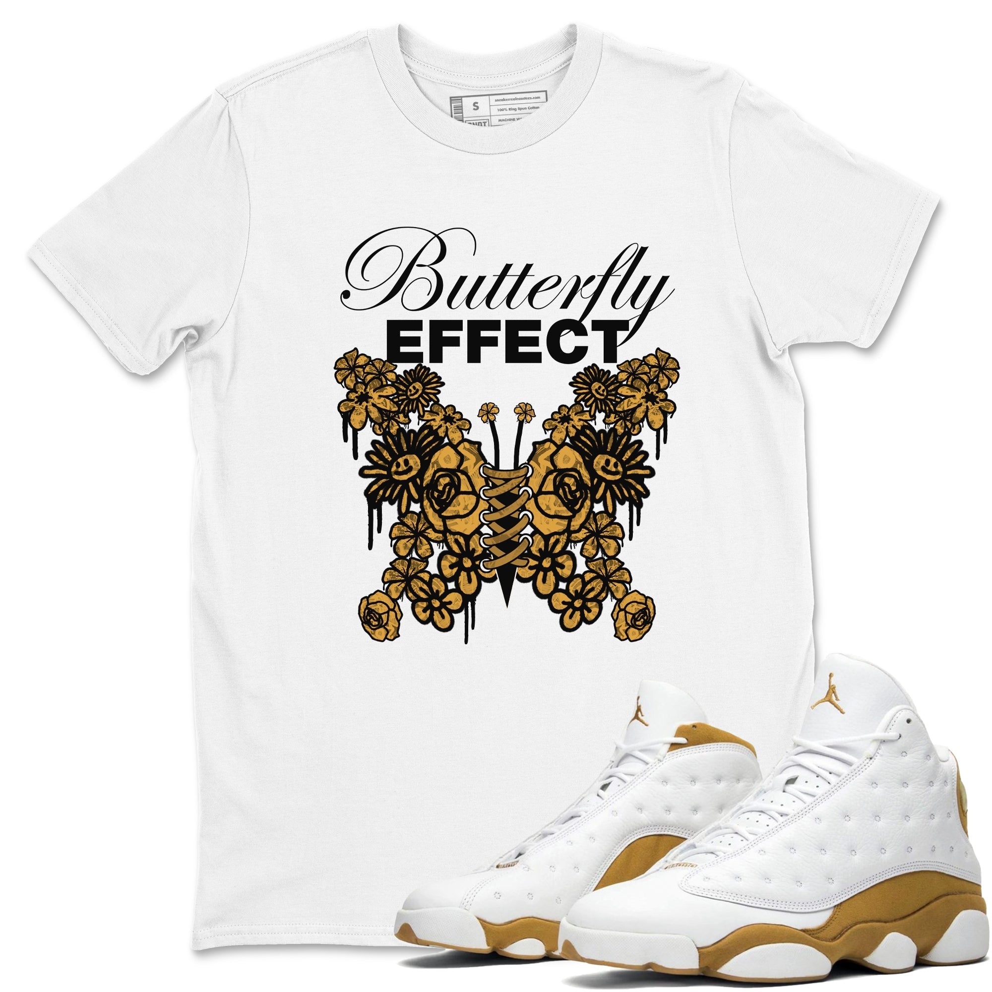 Air Jordan 13 Wheat shirt to match jordans Butterfly Effect sneaker tees AJ13 Wheat SNRT Sneaker Release Tees Unisex White 1 T-Shirt