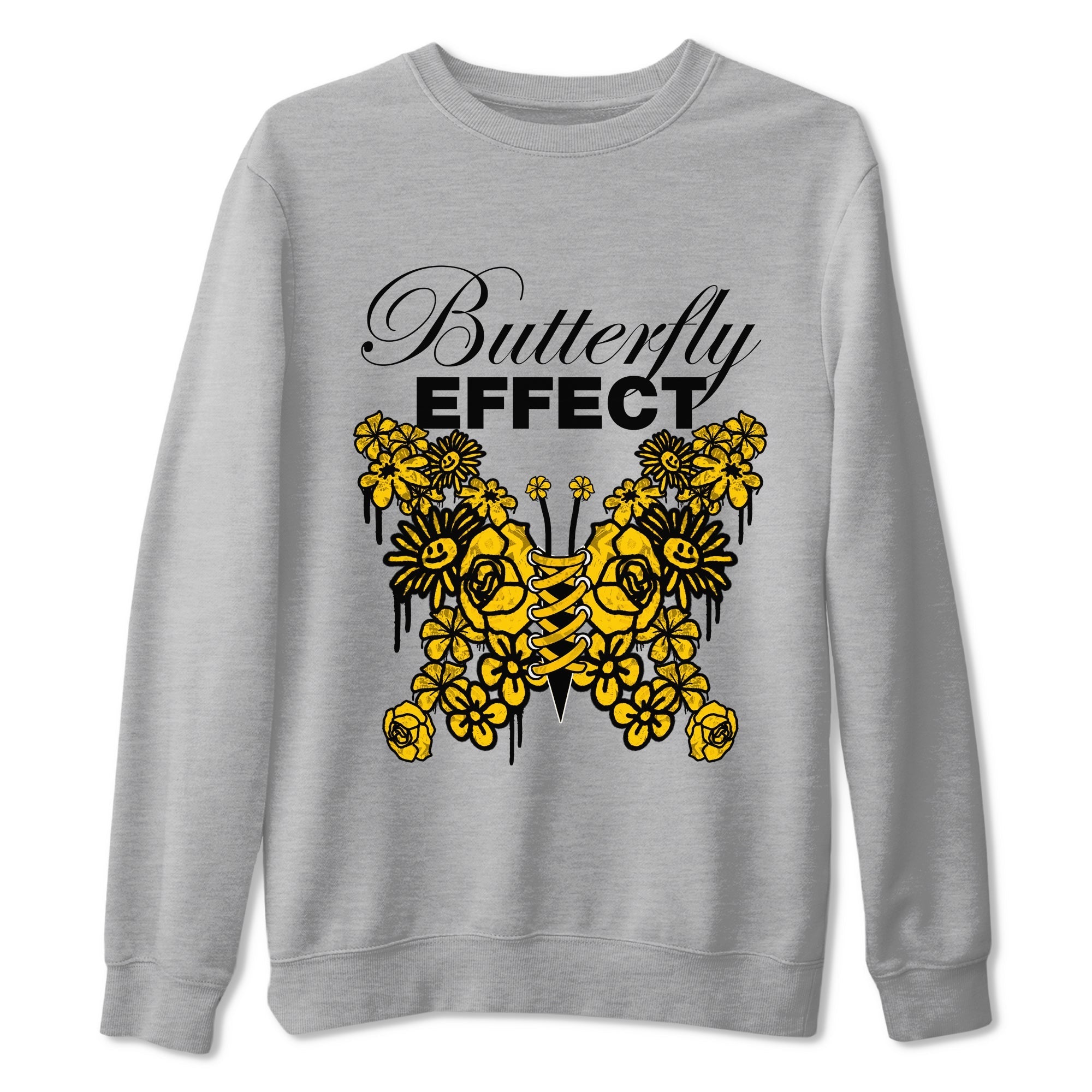 Air Jordan 6 Yellow Ochre shirt to match jordans Butterfly Effect sneaker tees streetwear brand AJ6 Yellow Ochre Drip Gear Zone Brand Unisex Heather Grey 2 T-Shirt