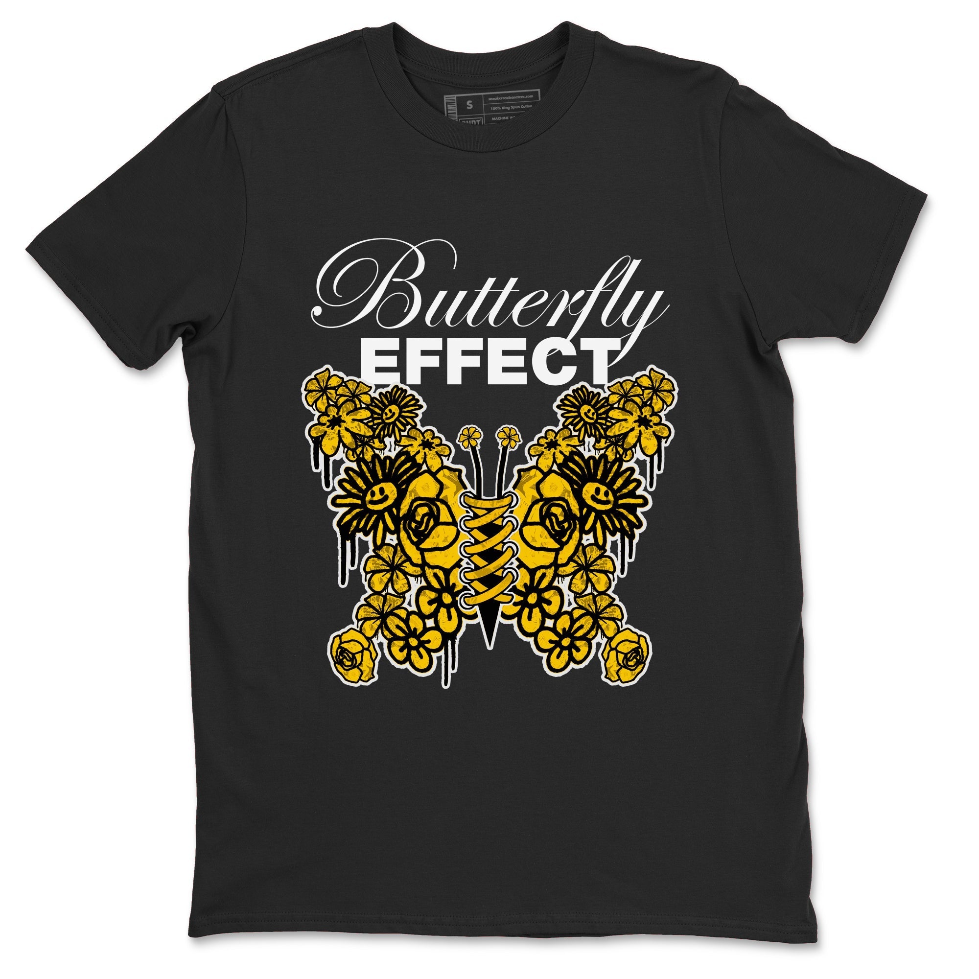 Air Jordan 6 Yellow Ochre shirt to match jordans Butterfly Effect sneaker tees streetwear brand AJ6 Yellow Ochre Drip Gear Zone Brand Unisex Black 2 T-Shirt