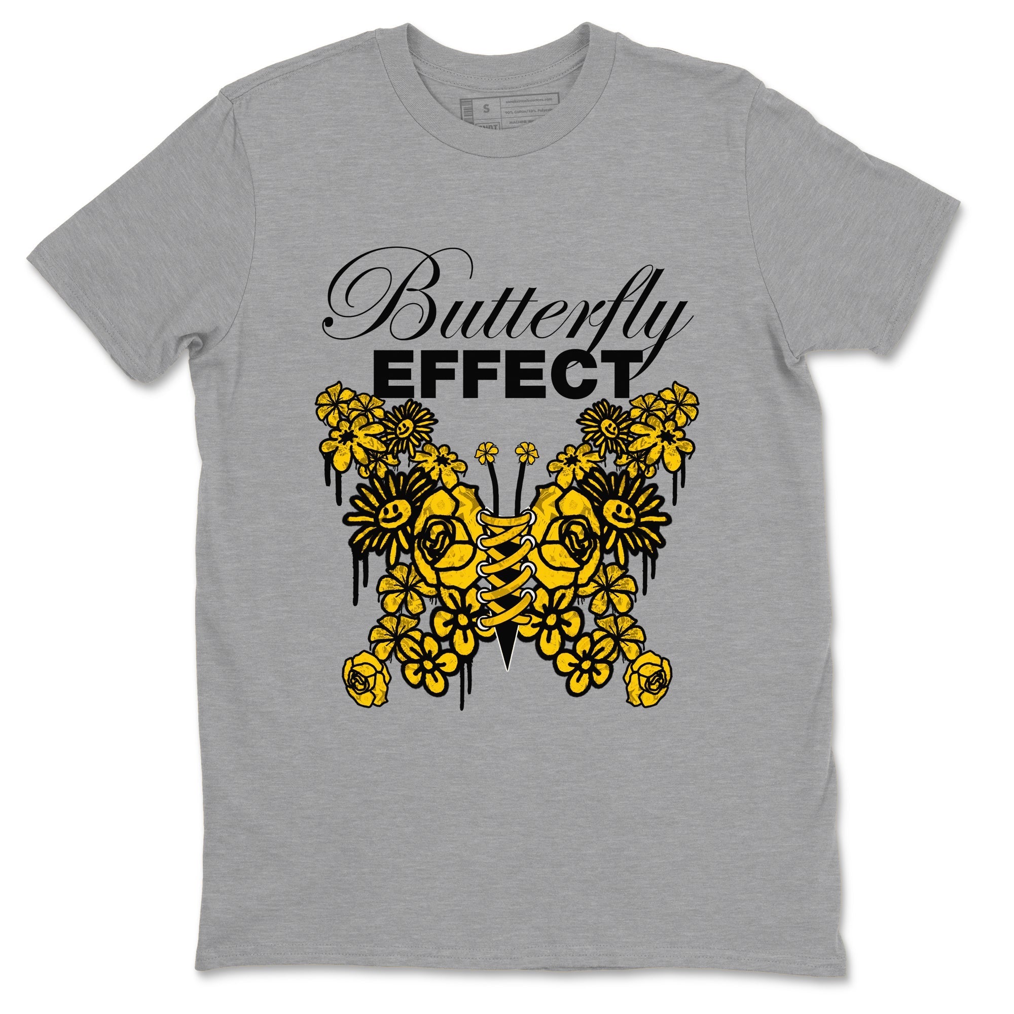 Air Jordan 6 Yellow Ochre shirt to match jordans Butterfly Effect sneaker tees streetwear brand AJ6 Yellow Ochre Drip Gear Zone Brand Unisex Heather Grey 2 T-Shirt