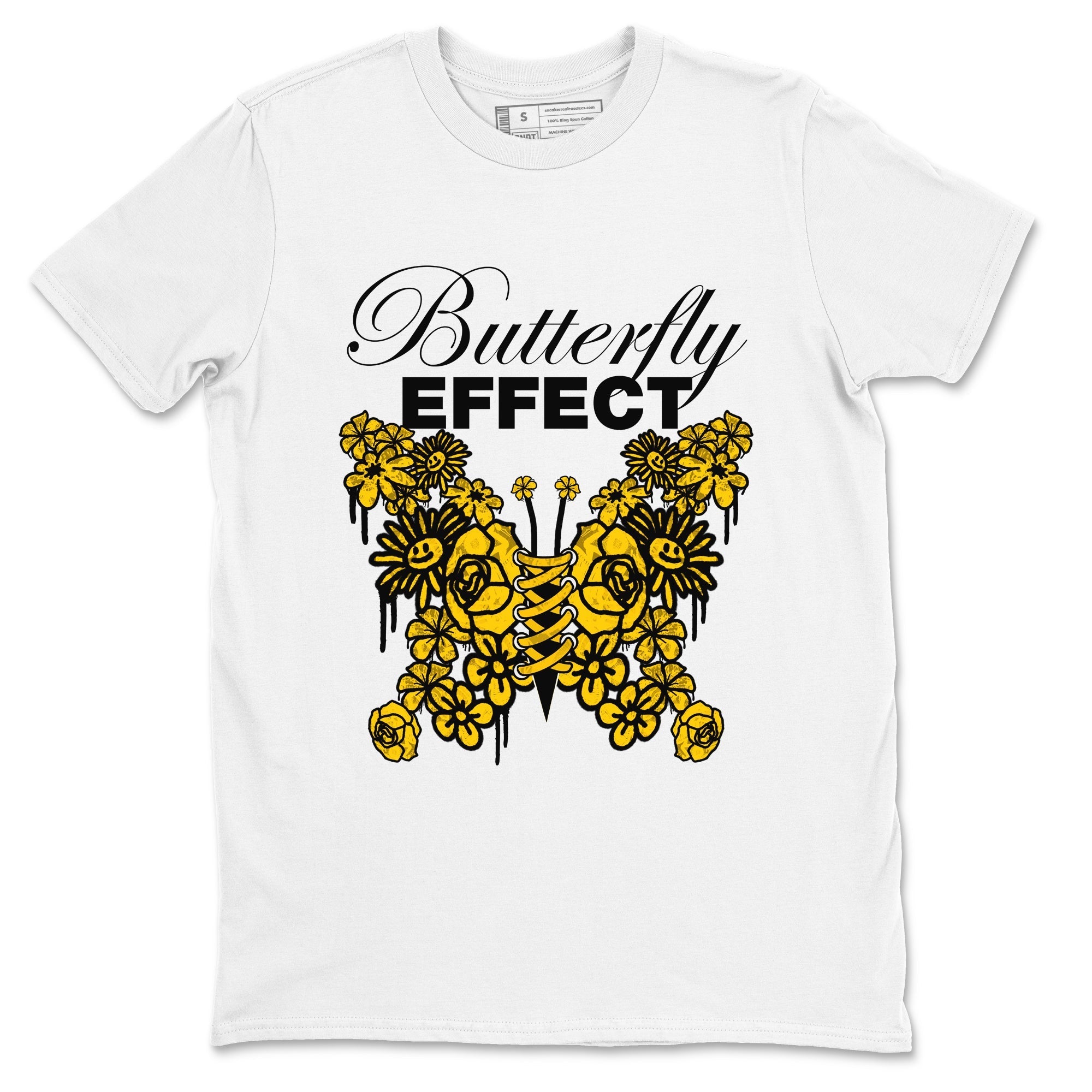 Air Jordan 6 Yellow Ochre shirt to match jordans Butterfly Effect sneaker tees streetwear brand AJ6 Yellow Ochre Drip Gear Zone Brand Unisex White 2 T-Shirt