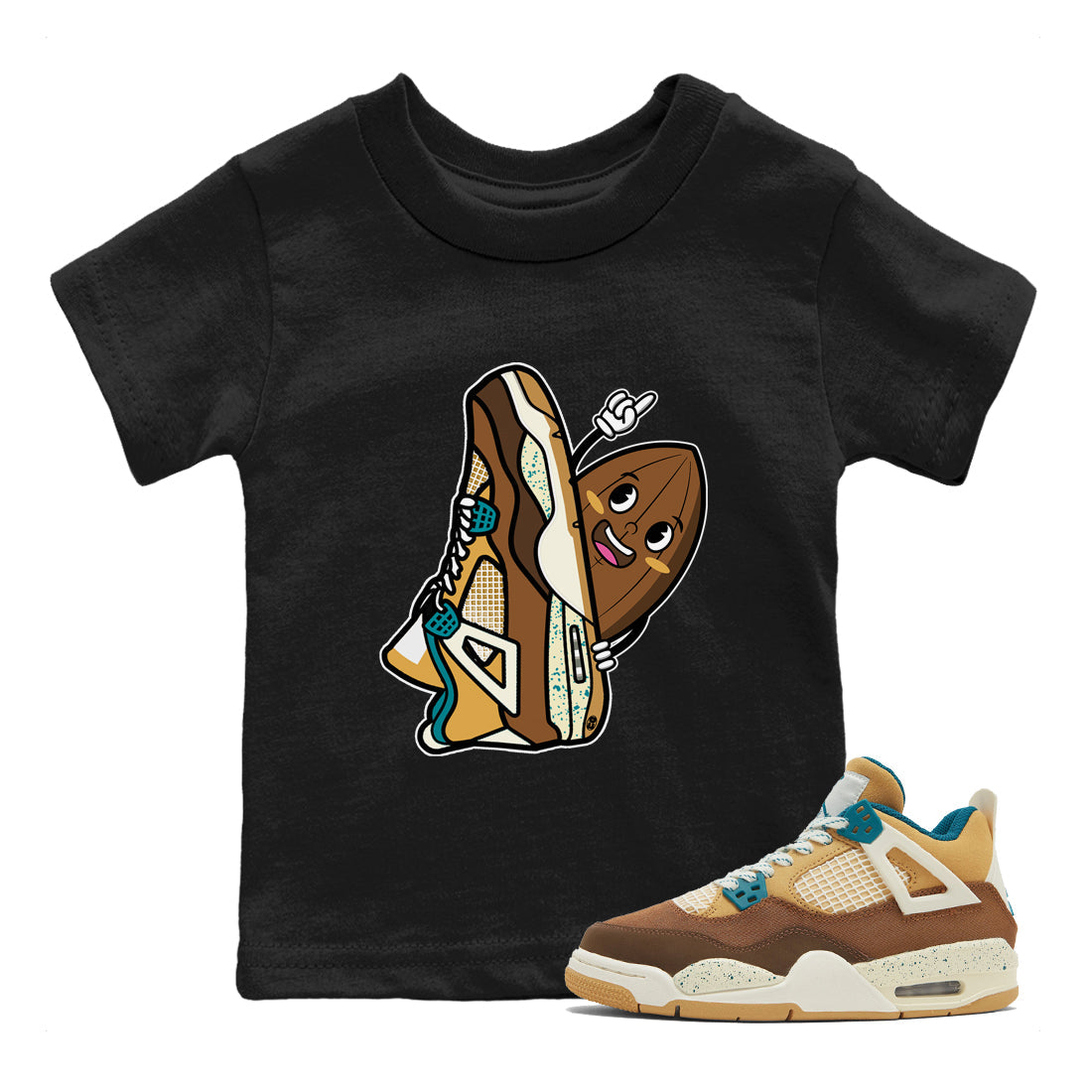 Air Jordan 4 GS Cacao Wow Kid's shirt to match jordans Cacao Friend Streetwear Sneaker Shirt Air Jordan 4 Cacao Wow Drip Gear Zone Sneaker Matching Clothing Baby Toddler Kids Black 1 T-Shirt