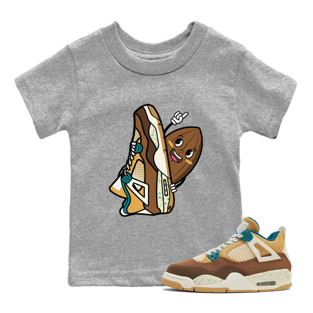 Air Jordan 4 GS Cacao Wow Kid's shirt to match jordans Cacao Friend Streetwear Sneaker Shirt Air Jordan 4 Cacao Wow Drip Gear Zone Sneaker Matching Clothing Baby Toddler Kids Heather Grey 1 T-Shirt