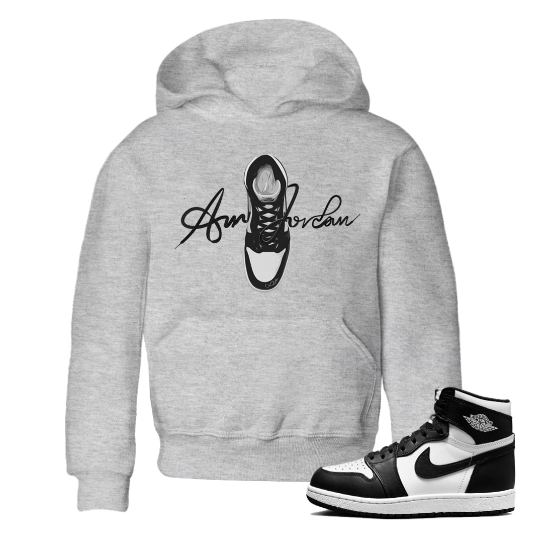 Jordan 1 Black White Sneaker Tees Drip Gear Zone Caligraphy Shoe Lace Sneaker Tees Jordan 1 Black White Shirt Kids Shirts
