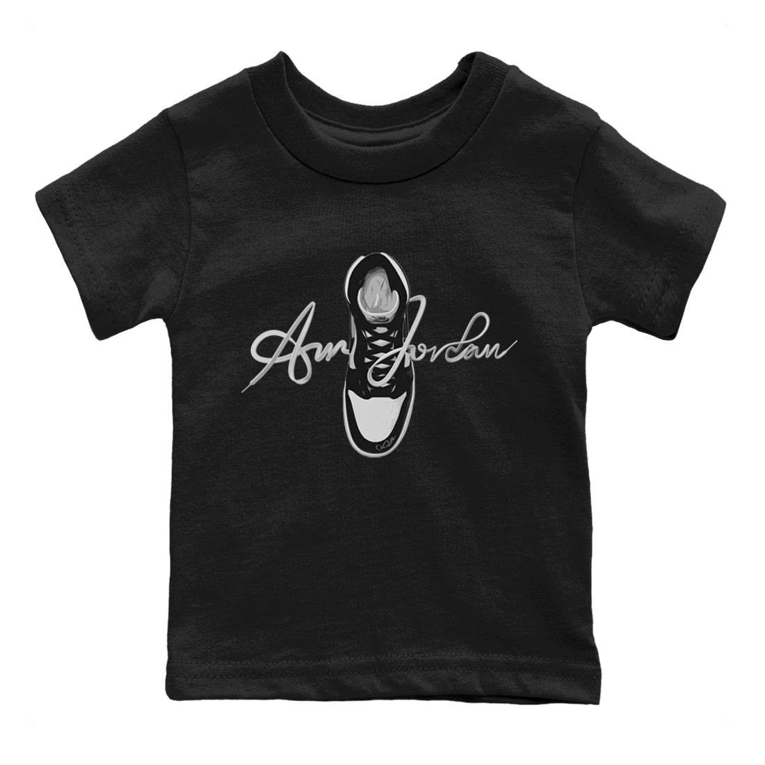 Jordan 1 Black White Sneaker Tees Drip Gear Zone Caligraphy Shoe Lace Sneaker Tees Jordan 1 Black White Shirt Kids Shirts