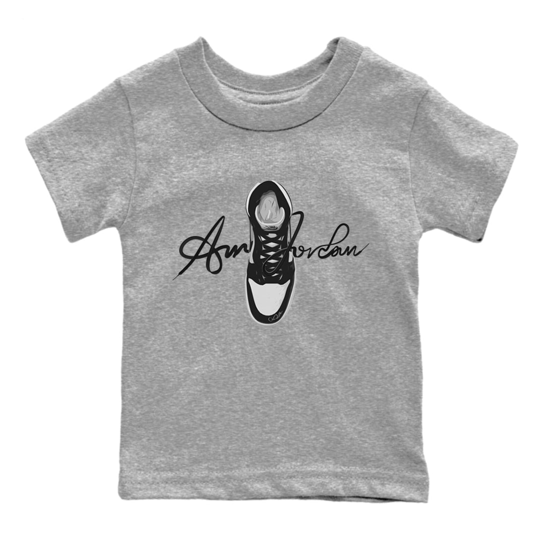 Jordan 1 Black White Sneaker Tees Drip Gear Zone Caligraphy Shoe Lace Sneaker Tees Jordan 1 Black White Shirt Kids Shirts