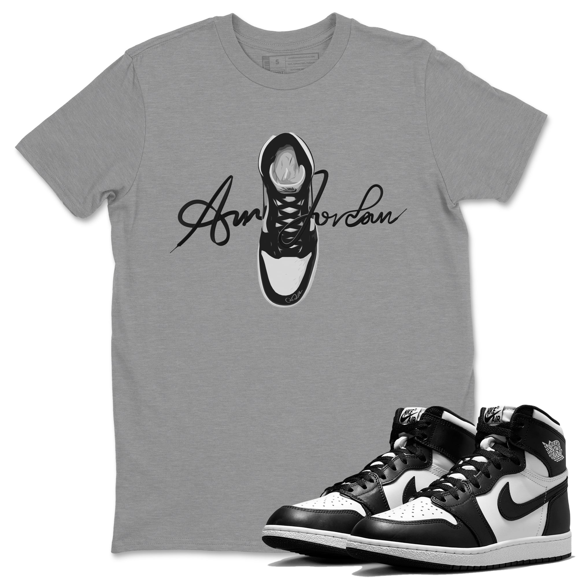 Jordan 1 Black White Sneaker Tees Drip Gear Zone Caligraphy Shoe Lace Sneaker Tees Jordan 1 Black White Shirt Unisex Shirts