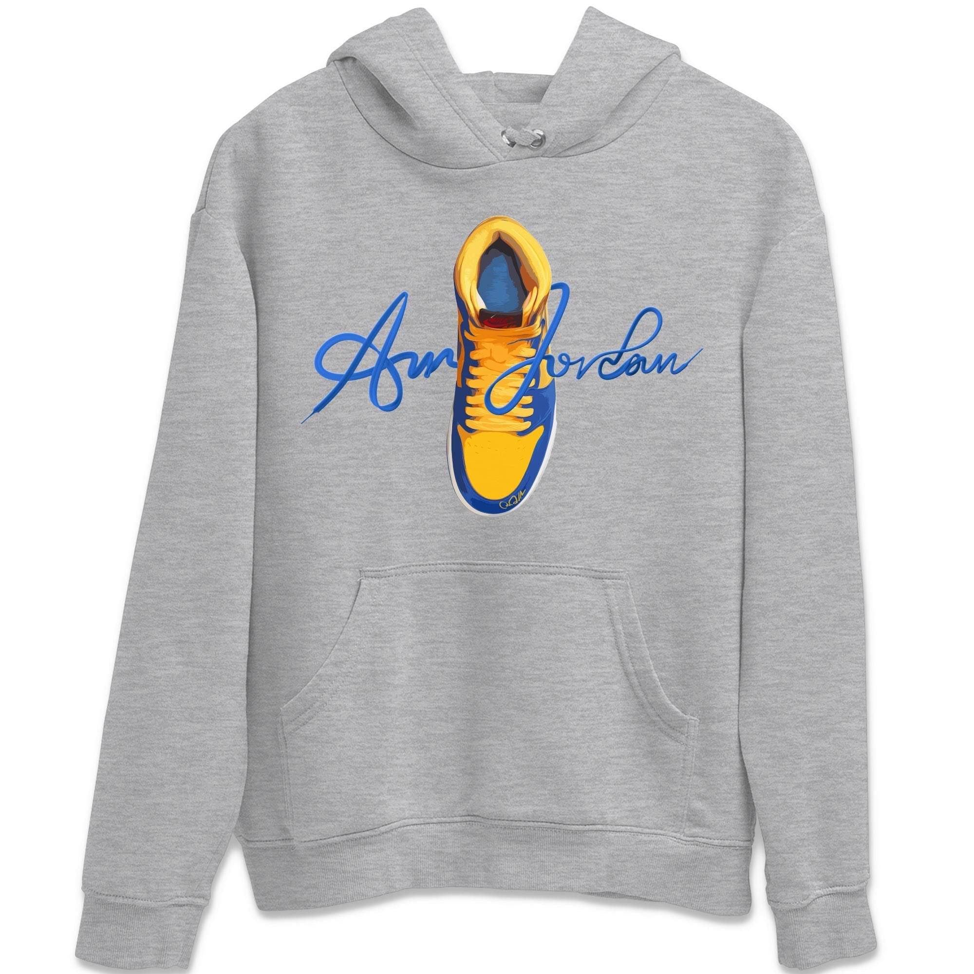 Jordan 1 Game Royal Varsity Maize Sneaker Tees Drip Gear Zone Caligraphy Shoe Lace Sneaker Tees Jordan 1 Game Royal Varsity Maize Shirt Unisex Shirts