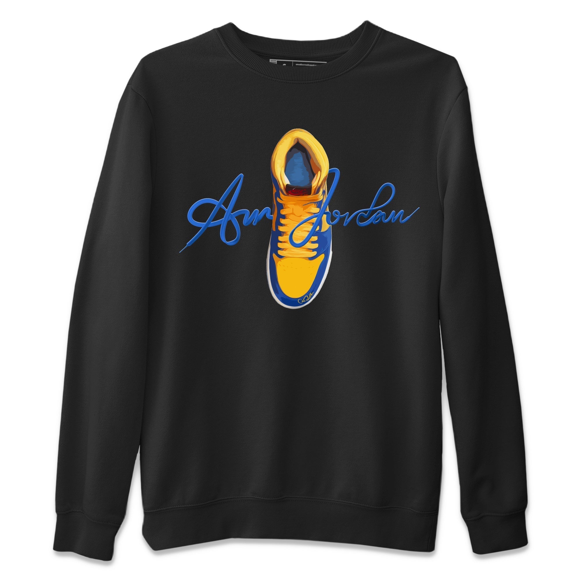 Jordan 1 Game Royal Varsity Maize Sneaker Tees Drip Gear Zone Caligraphy Shoe Lace Sneaker Tees Jordan 1 Game Royal Varsity Maize Shirt Unisex Shirts