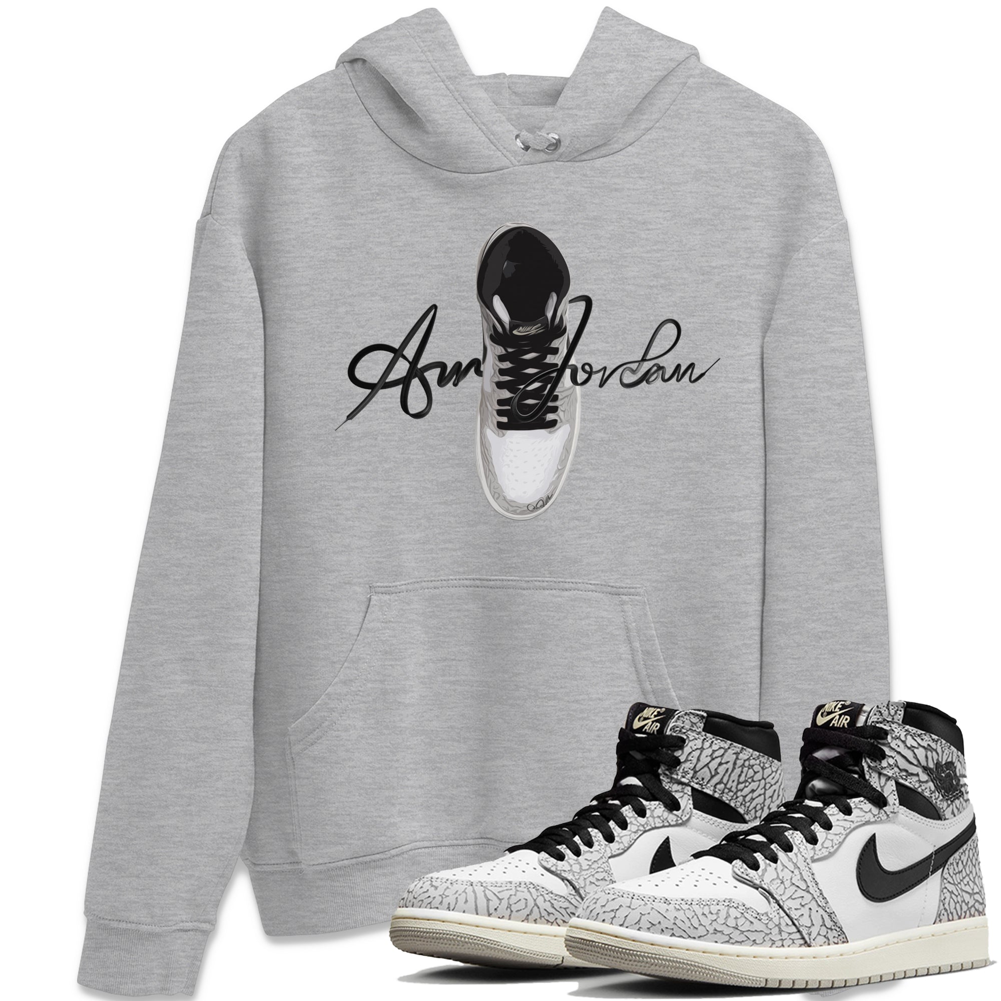 Jordan 1 High White Cement Sneaker Tees Drip Gear Zone Caligraphy Shoe Lace Sneaker Tees Jordan 1 High White Cement Shirt Unisex Shirts