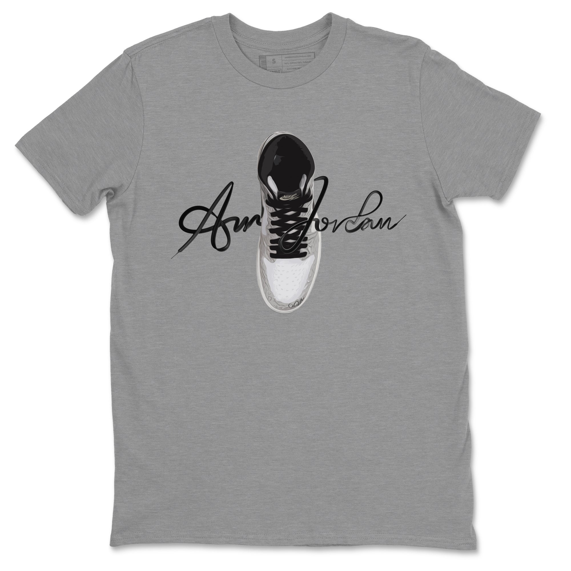 Jordan 1 High White Cement Sneaker Tees Drip Gear Zone Caligraphy Shoe Lace Sneaker Tees Jordan 1 High White Cement Shirt Unisex Shirts