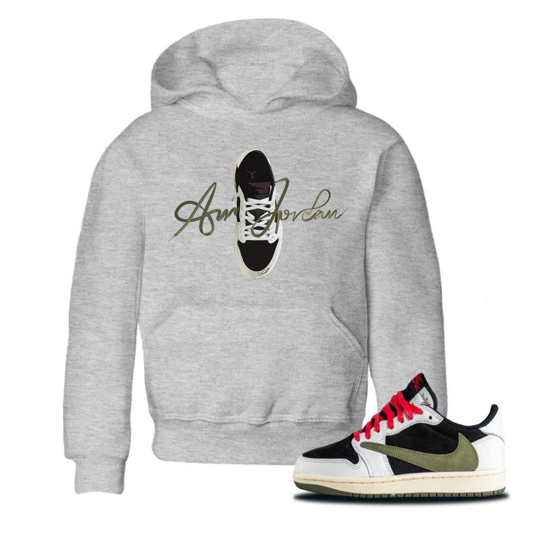 Jordan 1 Travis Scott Olive Sneaker Tees Drip Gear Zone Caligraphy Shoe Lace Sneaker Tees Jordan 1 Travis Scott Olive Shirt Kids Shirts