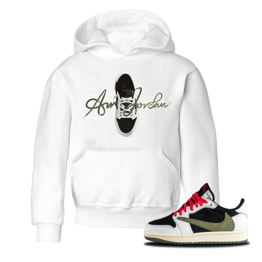 Jordan 1 Travis Scott Olive Sneaker Tees Drip Gear Zone Caligraphy Shoe Lace Sneaker Tees Jordan 1 Travis Scott Olive Shirt Kids Shirts